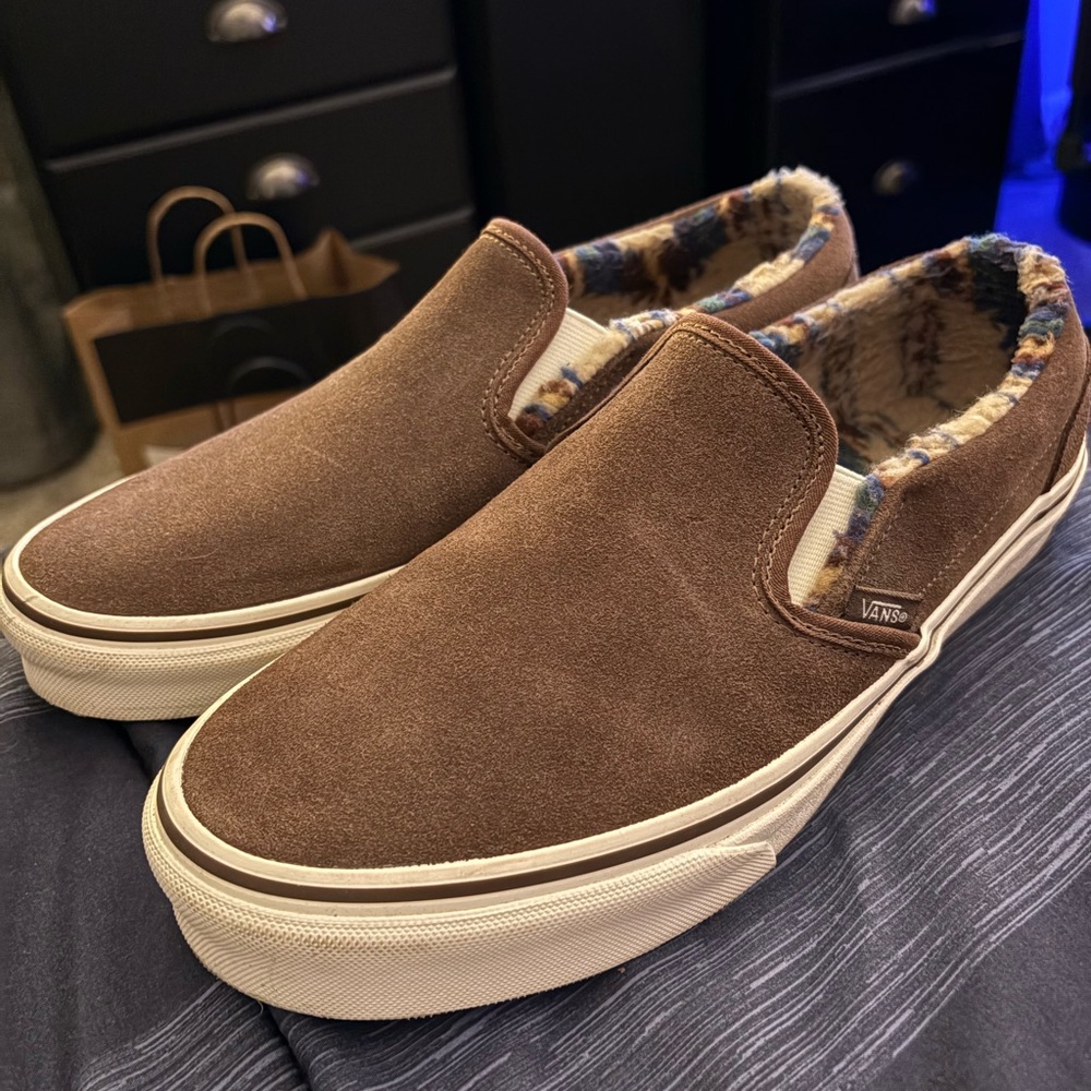 Vans Brown Suede Slip-On Shoes